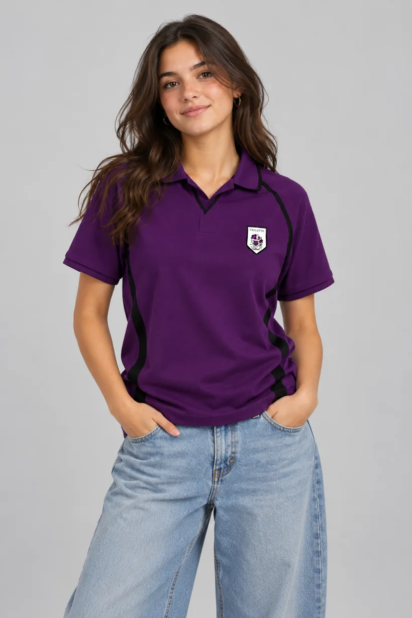Mannequin portant le polo Violette, face